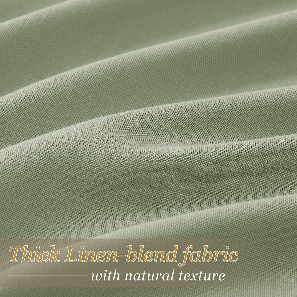 Privacy Pinch Pleated Linen Curtains W70xL102 Inch 1 Panel for Living Room Bedroom Light Filtering Semi Sheer Sage
