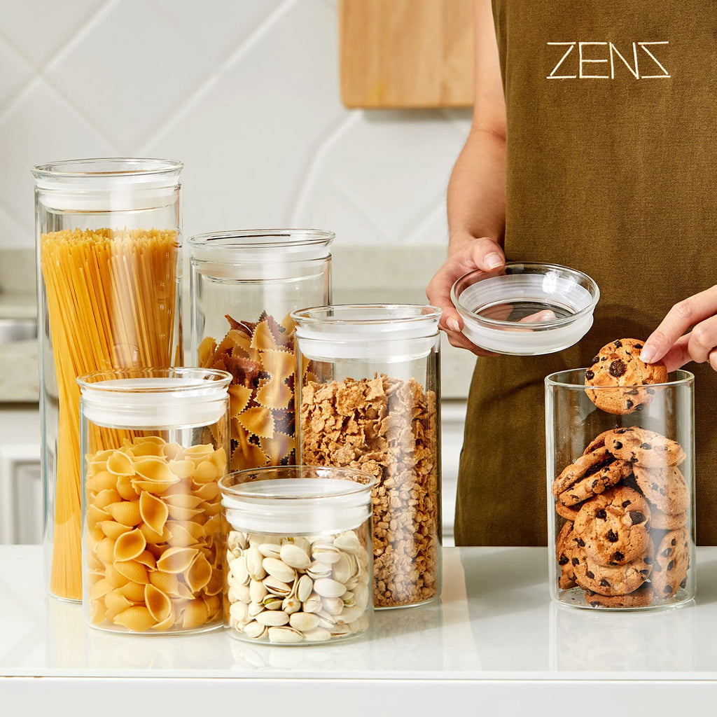 27oz Glass Jars with Airtight Lid Set of 2, Clear Glass Storage Containers, Glass Kitchen Canisters with Airtight