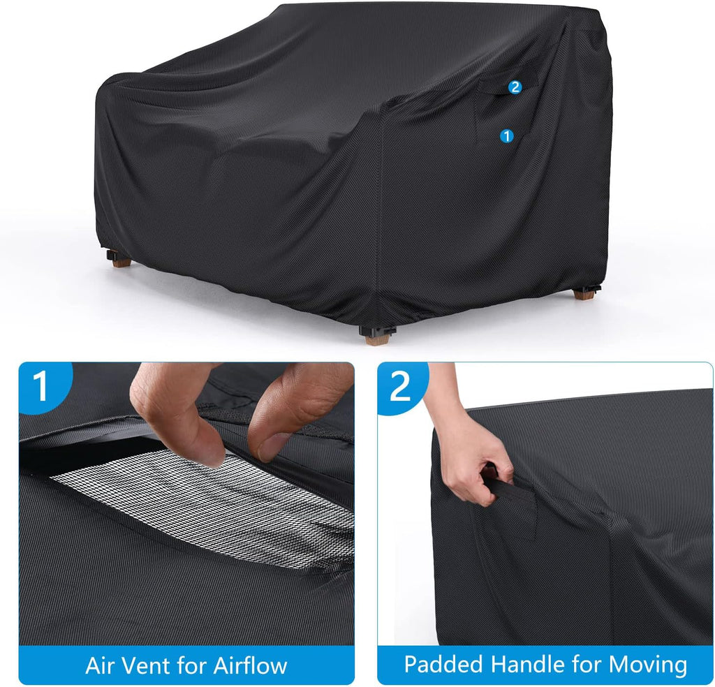 3-Seater Outdoor Patio Sofa Cover Waterproof 78"W×33"D×32"H Black | Outdoor Couch Cover, Heavy-Duty All-Weather