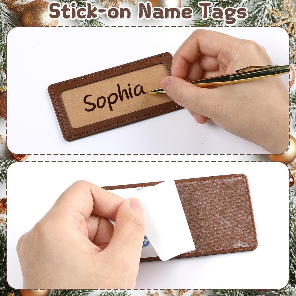Personalized Knitted Christmas Stockings with Leather Name 18 inch Bulk Family Large Size Knit Xmas Hanging - Set of 4