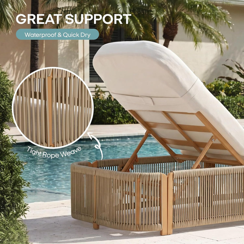 Outdoor Chaise Lounge Chairs Set of 4, 5-Position Adjustable Patio Reclining Lounge Chairs with Cushion, All-Weather