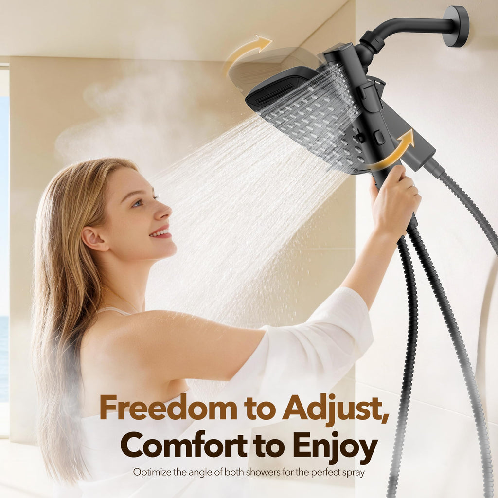 High Pressure Rain Shower Head with Handheld Spray Matte Black