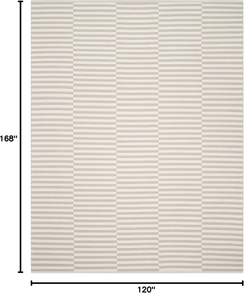 Montauk Area Rug - 10' x 14', Ivory & Light Grey, Handmade Stripe Cotton