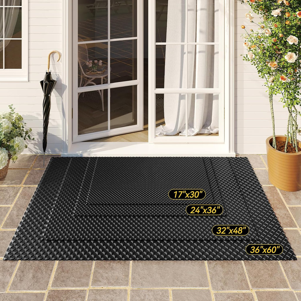 Front Door Mat Outside Entrance, Non Slip Doormat, Black 24"x36" | Welcome Floor Mats, Heavy Duty Drainage Dirt