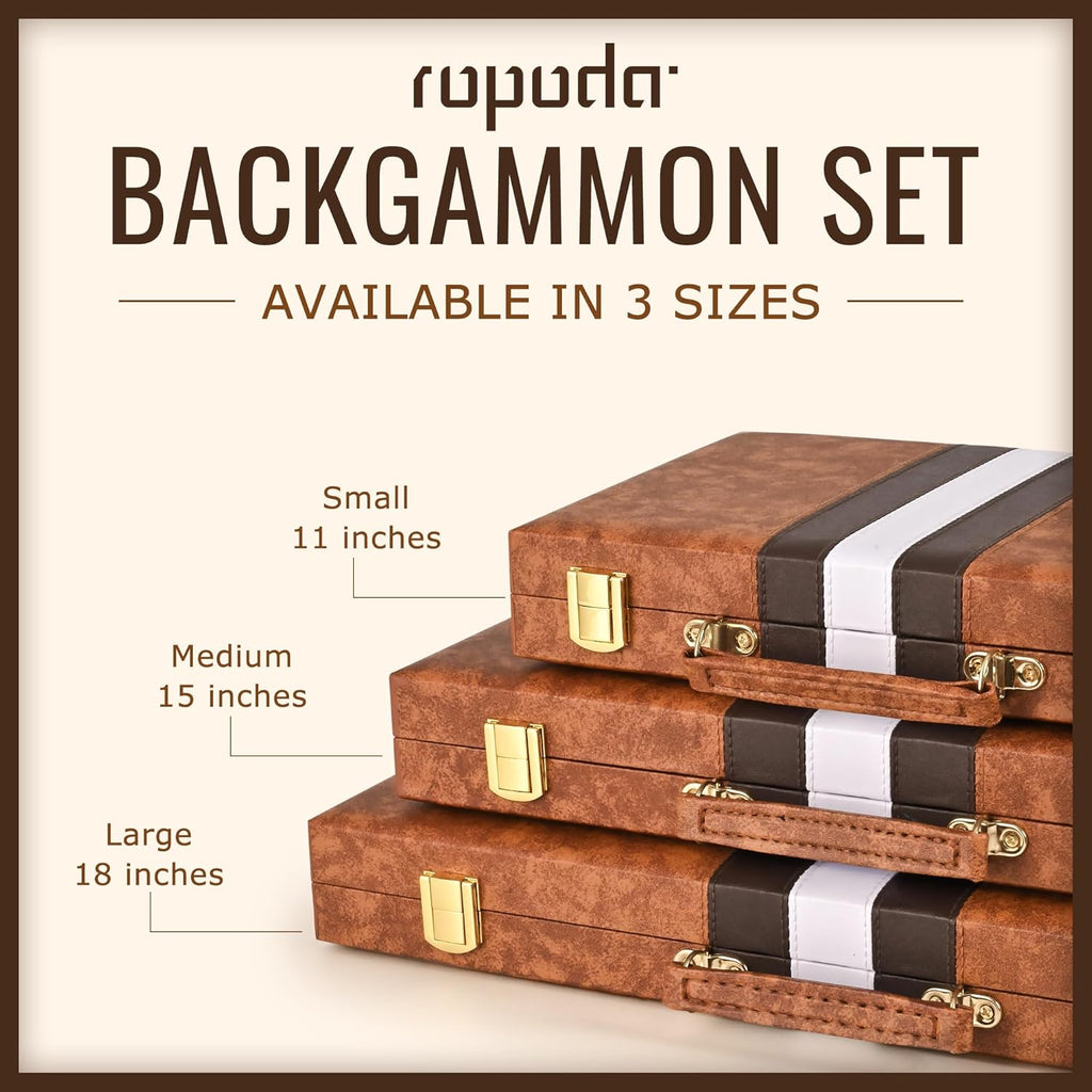 Backgammon Board Game Set (15 Inches) for Adults and Kids,Classic Board Strategy Game,Portable and Travel Backgammon