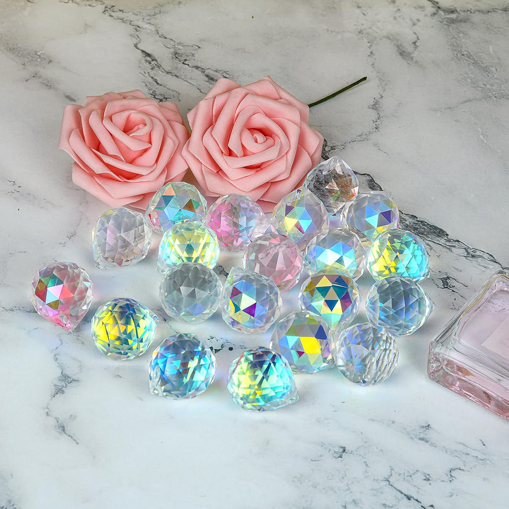 Crystal Sun Catcher Suncatcher Prism Ball AB-Coated - 20 Pack, 1.18"/30mm, Rainbow Pendant Maker, Crystal Beads