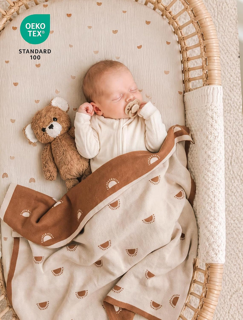Baby Blanket Cotton Knit: Stretchy for Newborn Receiving Swaddle