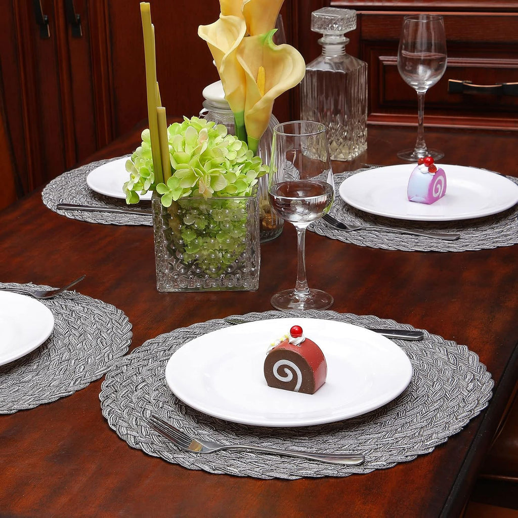 Round Placemats Heat-Resistant Stain Resistant Anti-Skid Washable Polyproplene Table Mats Placemats ( - Set of 6