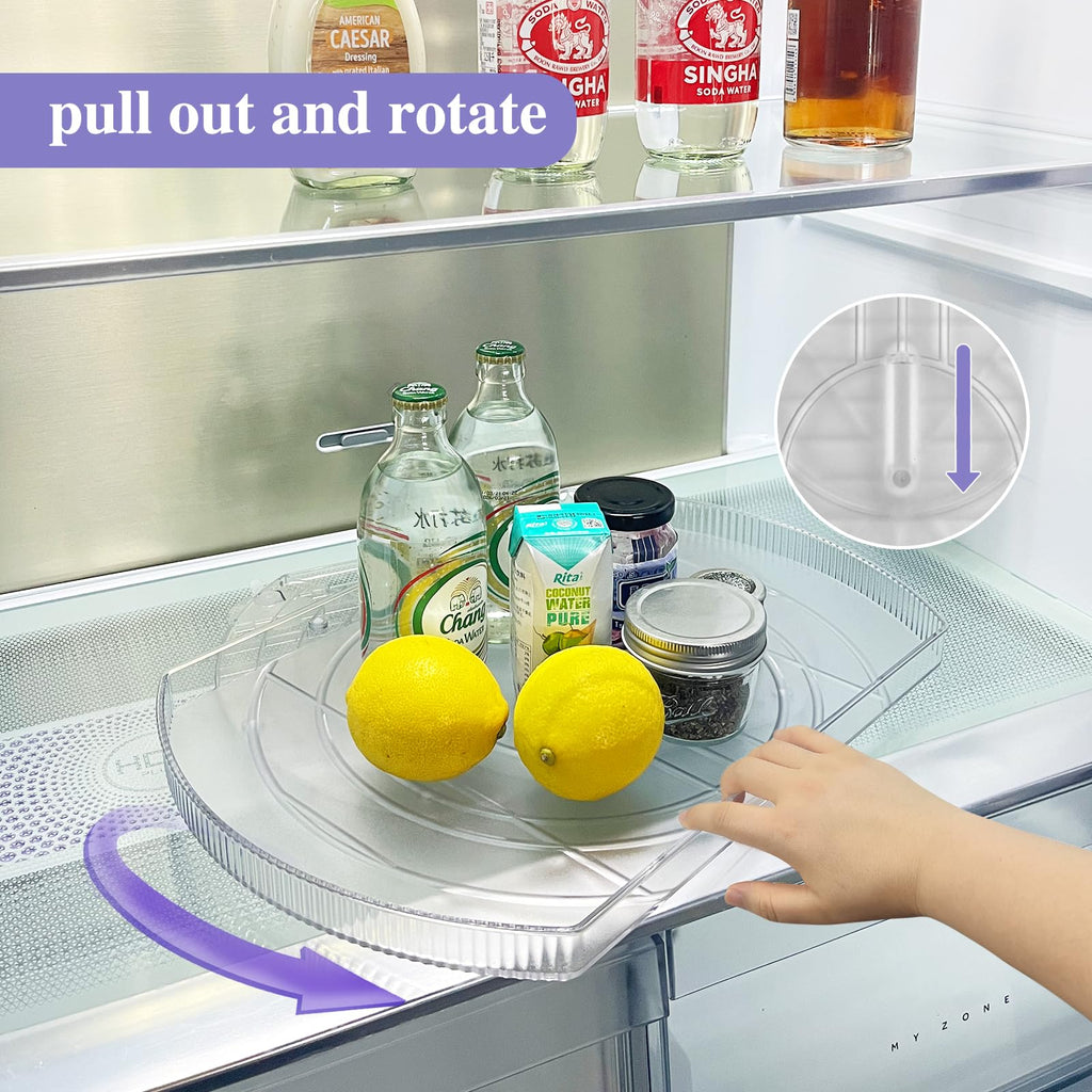 360° Rotating Lazy Susan Turntable - Multifunctional Rectangular Organizer 16.5" x 11.1" for Refrigerator, Cabinet