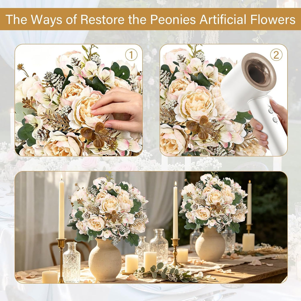 Bundles Champagne Peonies Artificial Flowers for DIY - Set of 6