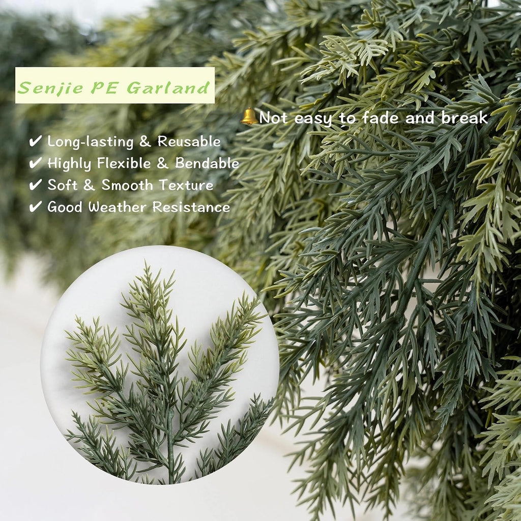 15FT Real Touch Artificial Cedar Garland for Christmas Decor
