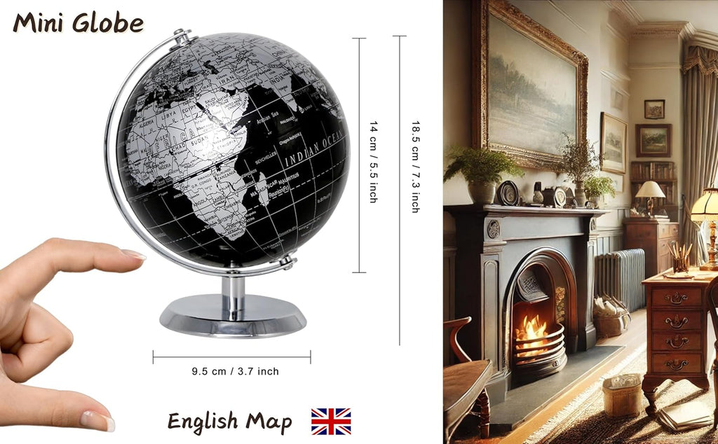 5.5 Inches Mini World Globe Black Rotating Desktop Globe