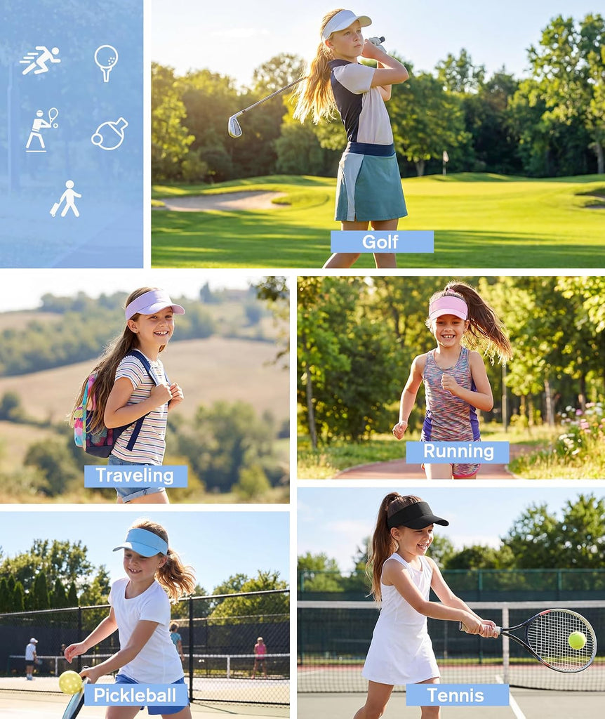 Kids Visor Adjustable Cotton Girls Sun Hat for Golf Outfit,Tennis