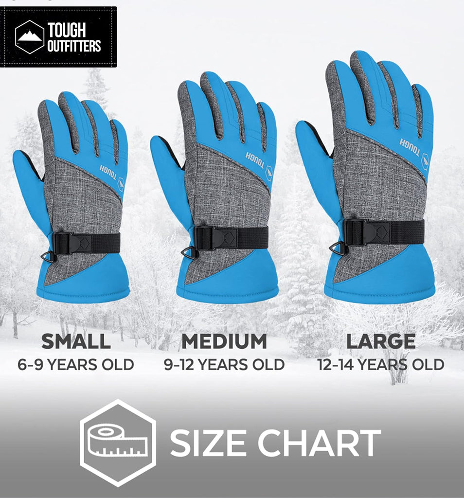 Kids Insulated Waterproof Snow Gloves - Youth Winter Ski Gloves for Girls & Boys
