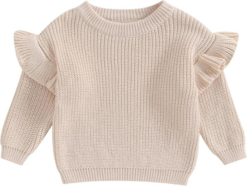Baby Girl Winter Clothes Basic Plain Cute Ruffle Sweater Toddler Kids Pullover Long Sleeve Sweaters