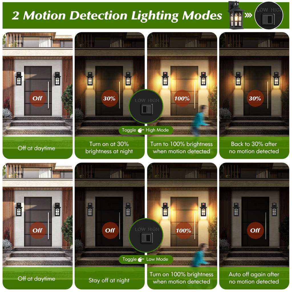 2-Pack Motion Sensor Outdoor Wall Lights, Modern Porch Lights