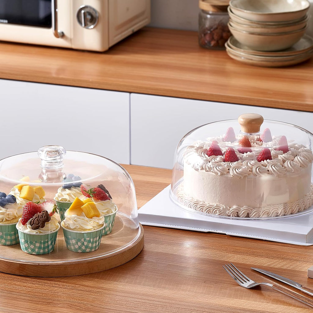 11-inch Plastic Acrylic Cake Dome Cover, Suitable for Cake Stand Plates Transparent Cake Cover(Transparent Handle)