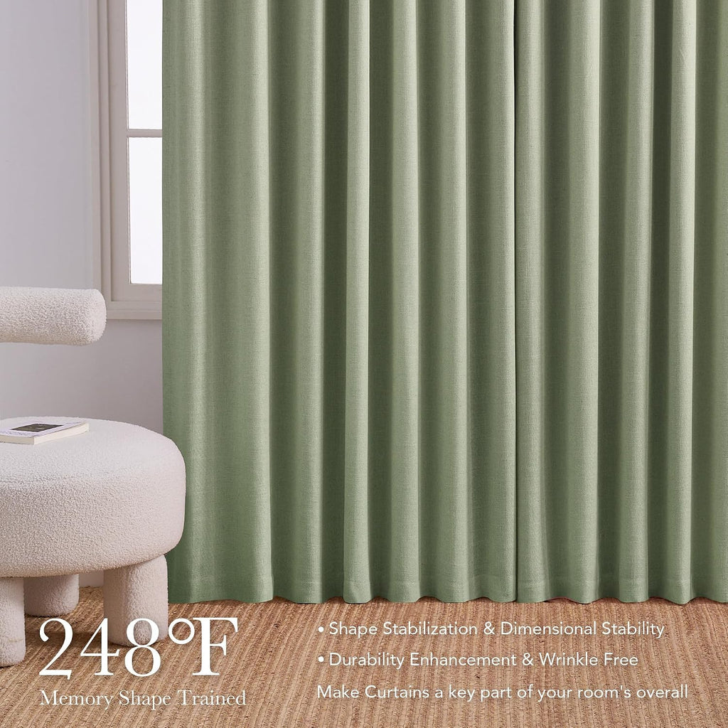 Blackout Taupe Linen Pinch Pleated Curtains, W40xL90, 2 Panels
