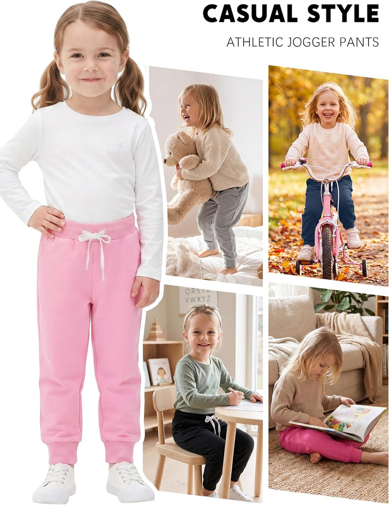 5 Pack Toddler Girls Sweatpants Cotton Casual Pull-On Jogger Pants
