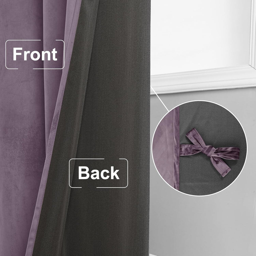 Luxury Velvet Curtains 84 inch Length Thermal Insulated Room Darkening Rod Pocket Curtains for Living Room/Sliding