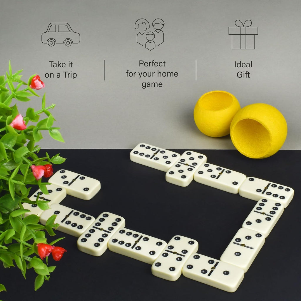 Dominos Set for Adults, Double 6 Dominoes Set with 28 Tiles in Wooden Case, Classic Dominoes, Family Board Game