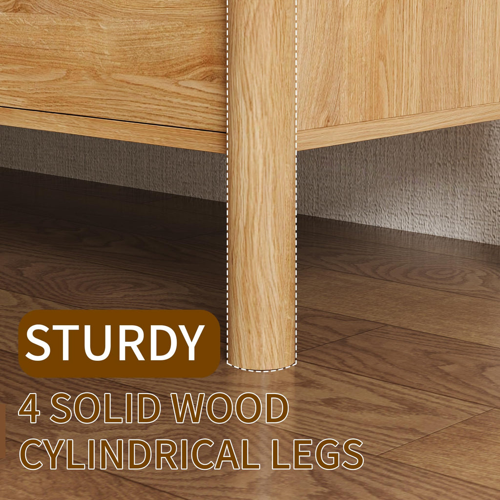 55.1" Wide Oak 8 Drawer Dresser with Solid Wood Legs