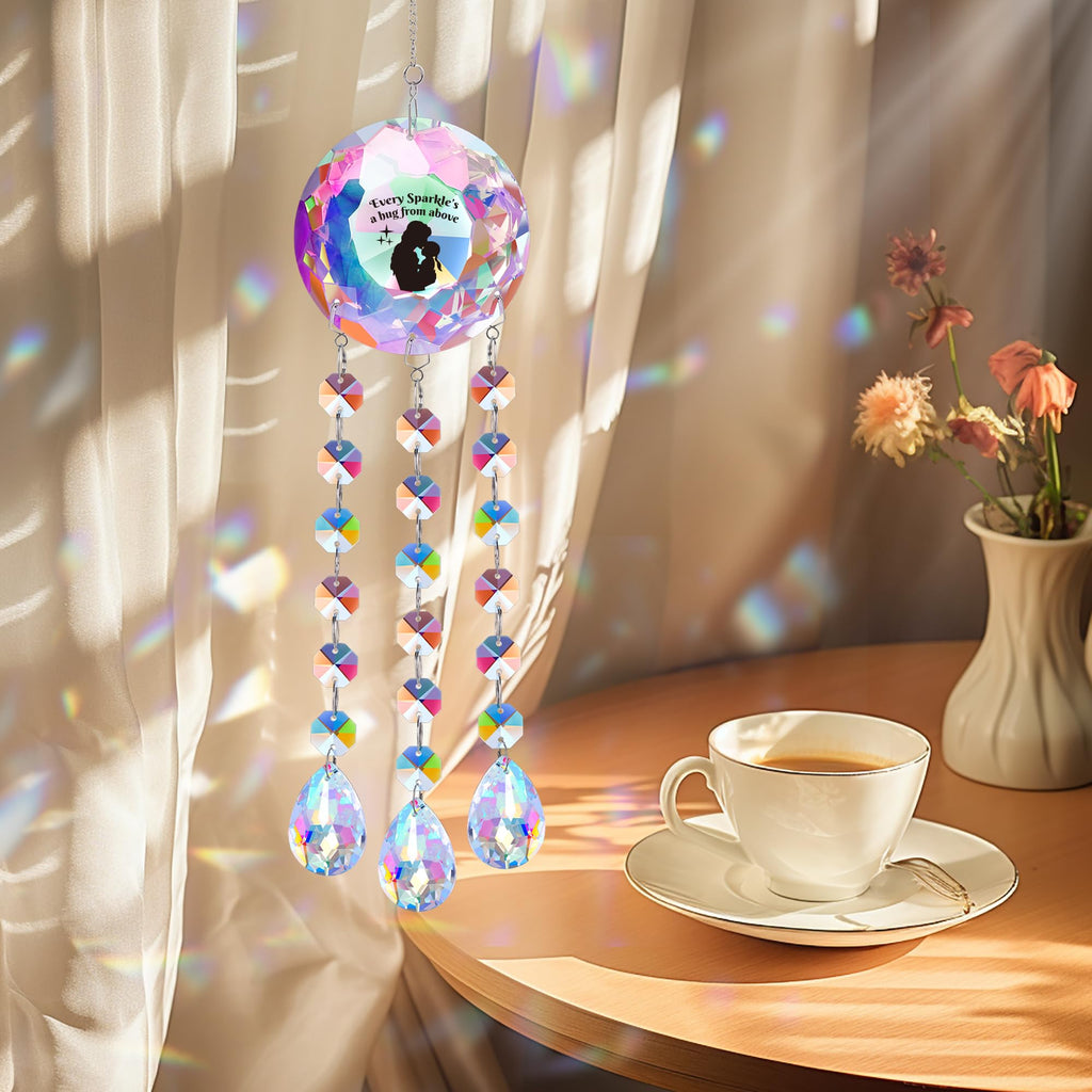 Suncatcher Crystal Memorial Gifts Decor for Loss Mom Daughter Grandma - Every Sparkle's a Hug from Above, Prism Beads