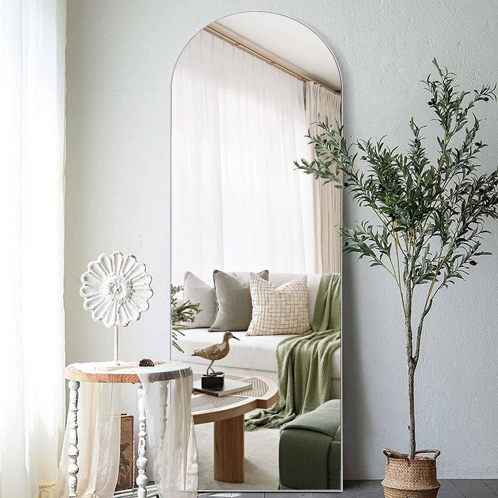 70"x26" Full Length Mirror, Large Arched Floor Mirror, White