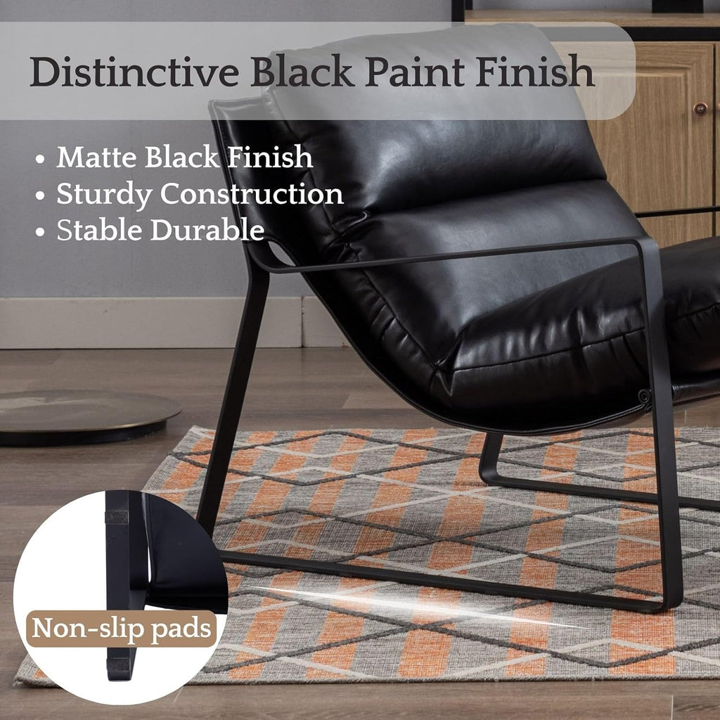 Modern PU Leather Accent Armchair, Black