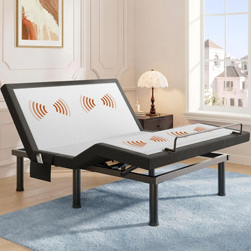 T600 Adjustable Bed Base with Massage & Remote, Ergonomic Adjustable Bed Frame Full Size with Head & Foot Incline