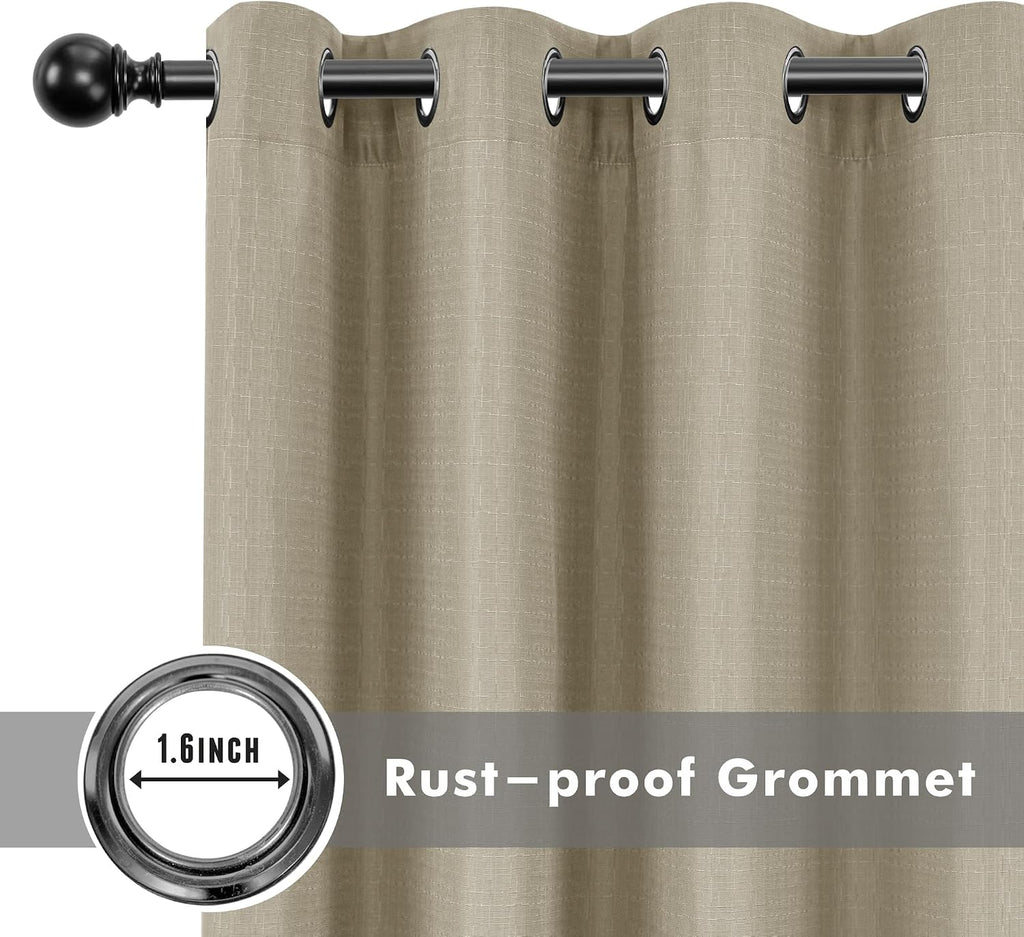 Linen Outdoor Curtains Waterproof 4 Pcs 54x108 In Taupe | Light Filtering, Grommet Top, Outdoor Dining Dividers