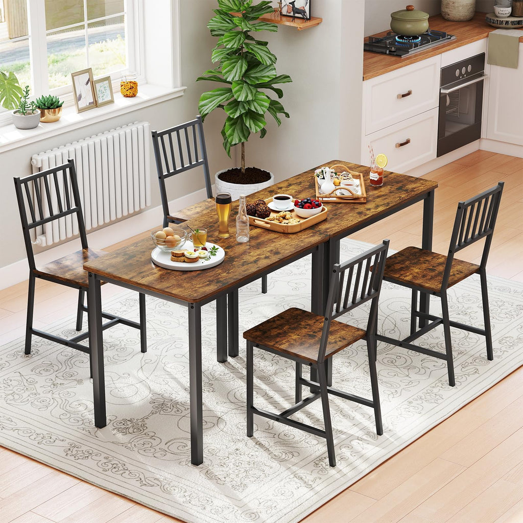 3 Piece Dining Table Set for 2 with Steel Frame & Adjustable Feet, Small Kitchen Table with 2 Chairs, Modern