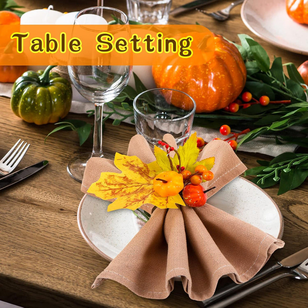 Napkin Rings Maple Leaf Berry Pumpkin Holders,Classic Style - Set of 8