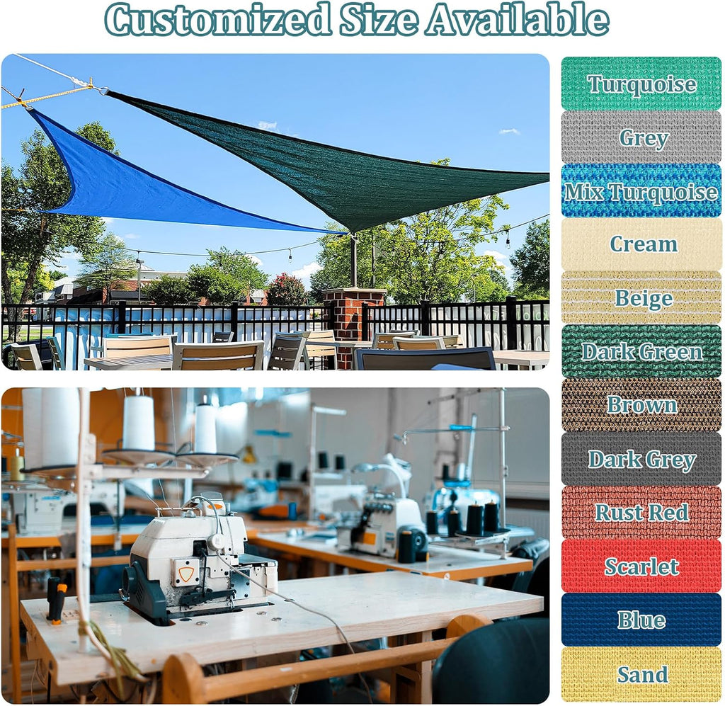 Shade Sail 16'X16' Rectangle Light Grey Breathable UV Block Outdoor Canopy for Backyard Patio Pergola Garden Deck(We