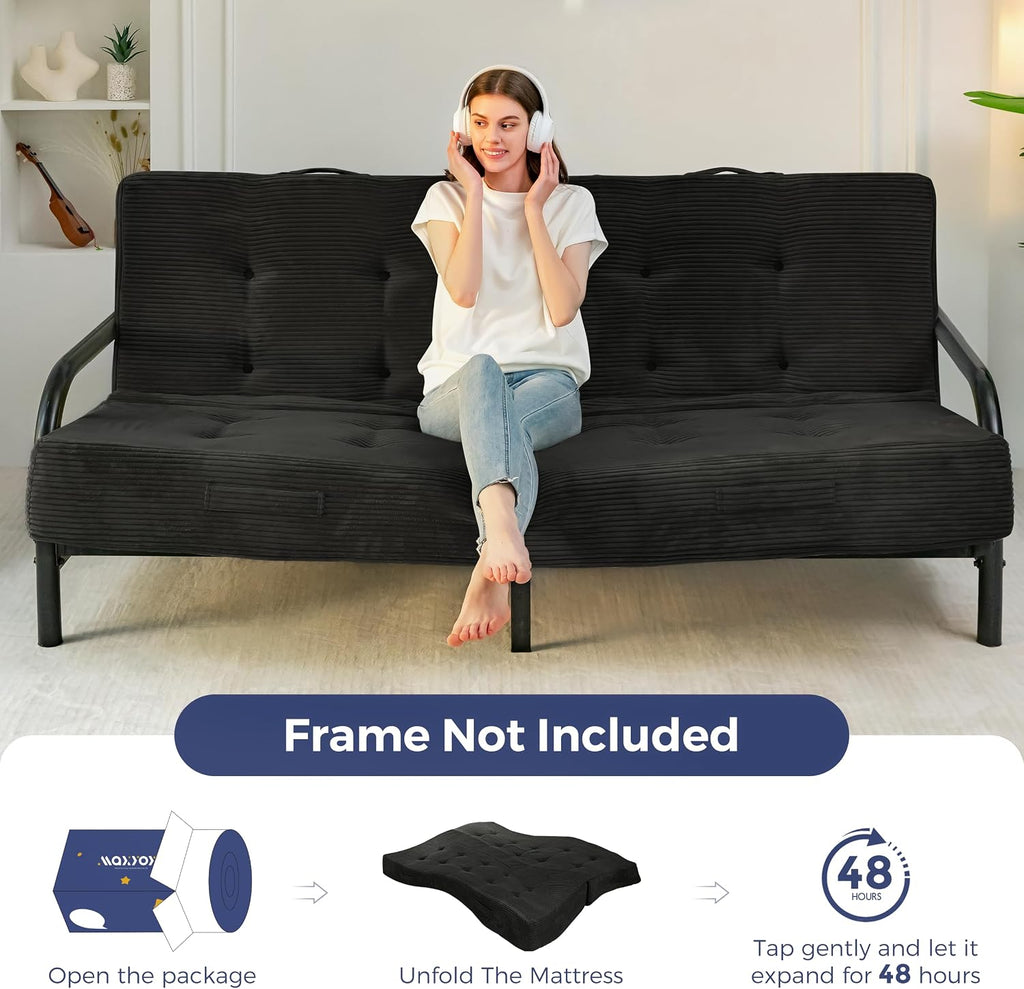 Foldable Mattress, 8-Inch Tufted Futon Mattress with Handles