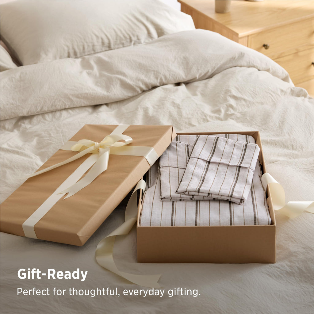Striped Sheets -Imitation Cotton Fits Up to 16" Mattress