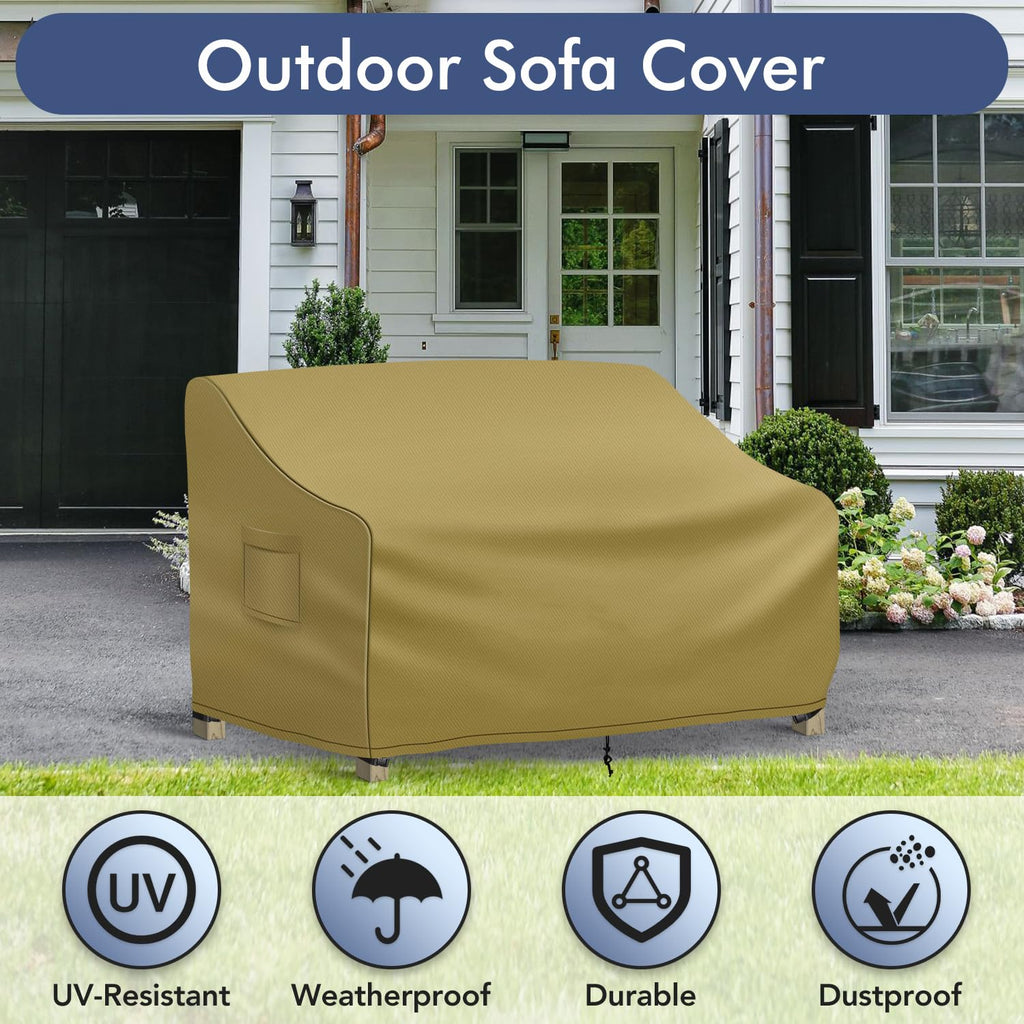 Outdoor Couch Cover Waterproof, 3-Seater Outdoor Sofa Cover, Patio Furniture Covers with Air Vent and Handles, 78W x