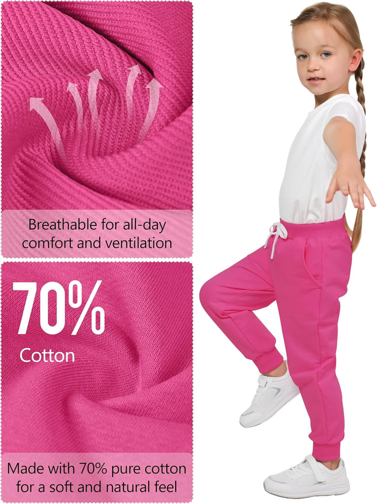 4 Pack Girls' and Toddler Sweatpants Kids Active Jogger Pants