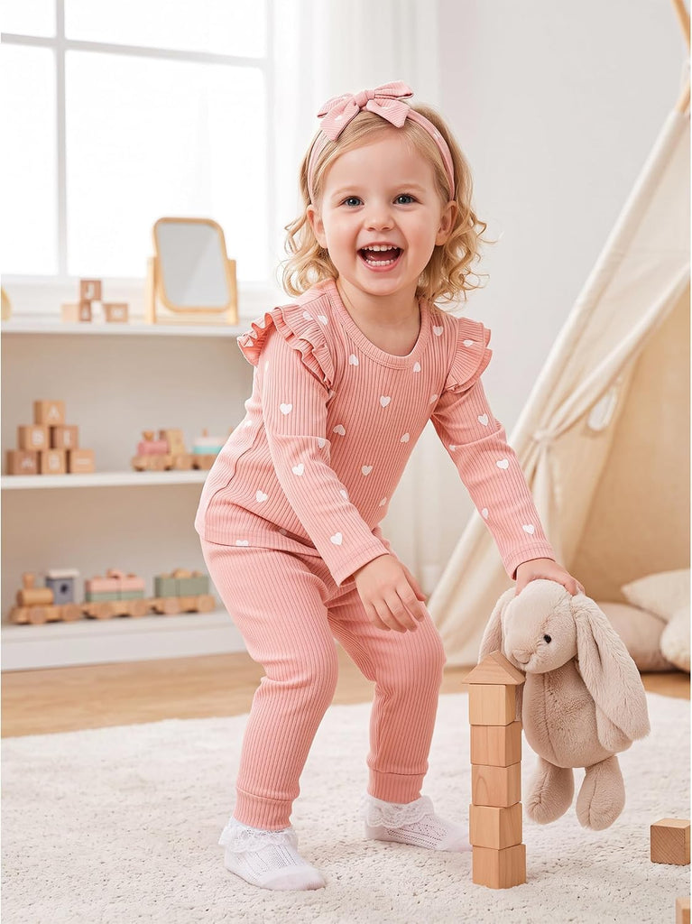 Baby Girl Clothes Outfits 3Pc Long Sleeve Cotton Top Pants