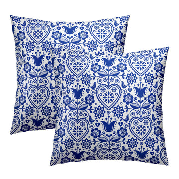 Scandinavian Folk Art Throw Pillow Covers Retro Nordic Ornament Square Pillowcases Cushion Cover 18x18 Inch for Room