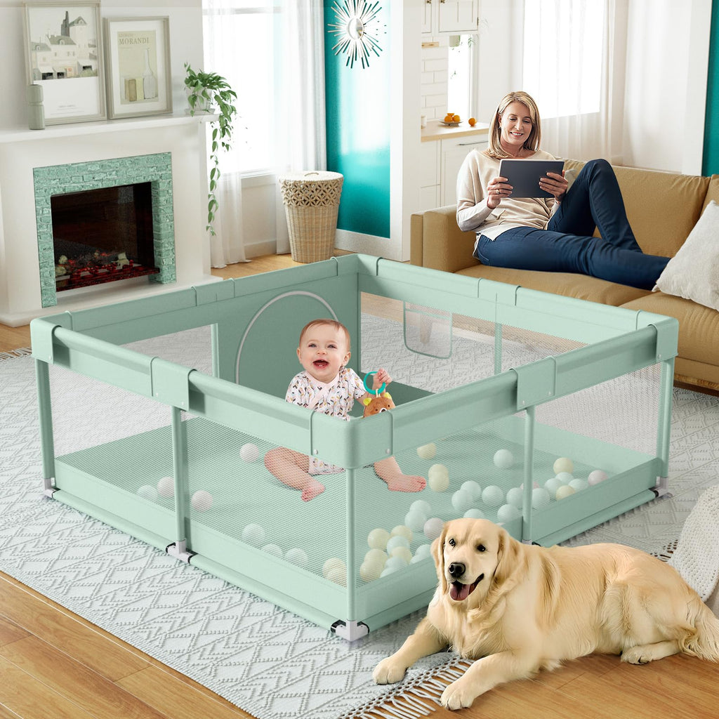 Baby Playpen, Playpen for Babies and Toddlers,47x47in, Light Green