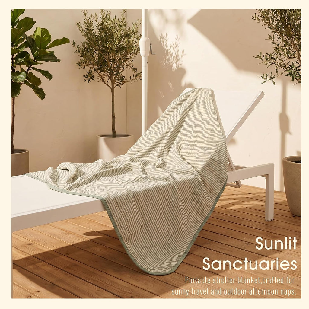 Ultra Soft Muslin Baby Blanket - Organic Cotton Blend (Sage Stripe)