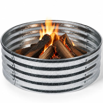 Fire Horse 48 Inch Fire Pit Ring - Heavy Duty Wood Burning Fire Ring Insert - Outdoor Steel Campfire Bonfire Pit