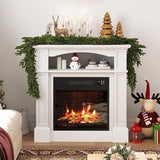 32 Inch Electric Fireplace with Mantel, Freestanding Wooden Fireplace Surround with 18 Inch Insert Heater, 3 Flame Effects, Remote Control, Timer and Overheat Protection, White