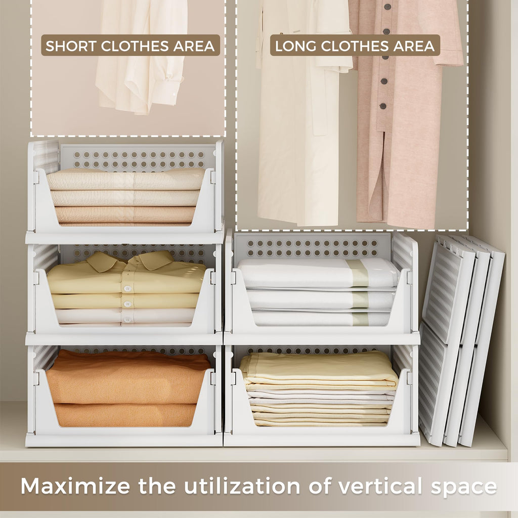 8 Pack Closet Organizer Storage Bins Stackable Plastic Drawer Shelf