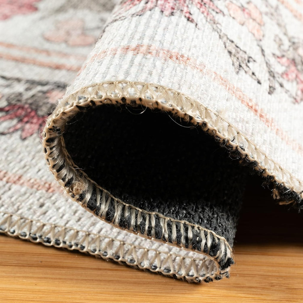 Machine Washable Indoor Area Rug - Small, Easy Cleaning & Non-Shedding, Ideal for High Traffic Areas, Moroccan