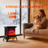 18 Inch Panoramic Electric Fireplace Heater, 1500W/1650W Indoor Space Heater with 3D Flame Effect and Fast Heating