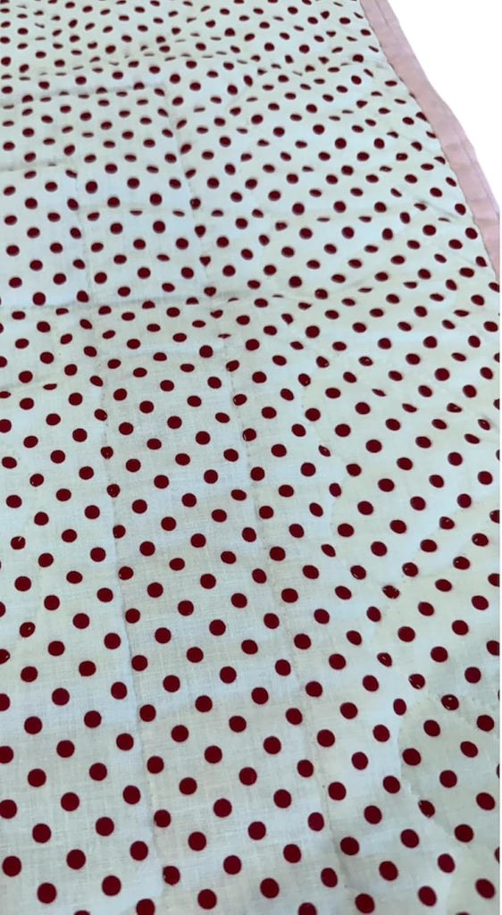 Baby Girl Quilt Hand Sewn Dark Light Pink Bow Ties Polka Dot Back