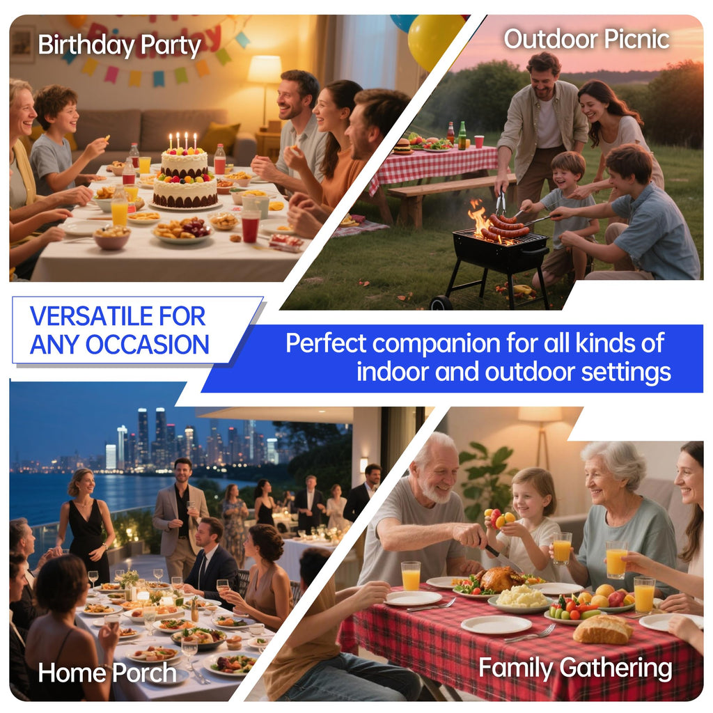 4 FT Folding Table 2 Pack Plastic Foldable Table Adjustable Height