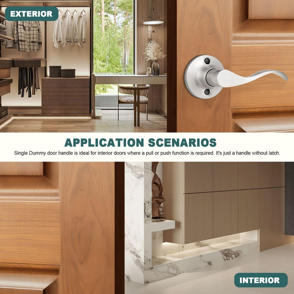 8 Pack Single Dummy Door Levers Right Handed Dummy Levers Brushed Nickel Interior Door Handles for Closets Modern